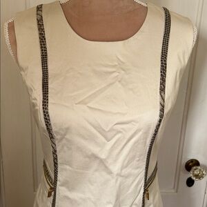 New Calvin Klein Cream Dress with gold toned zipper